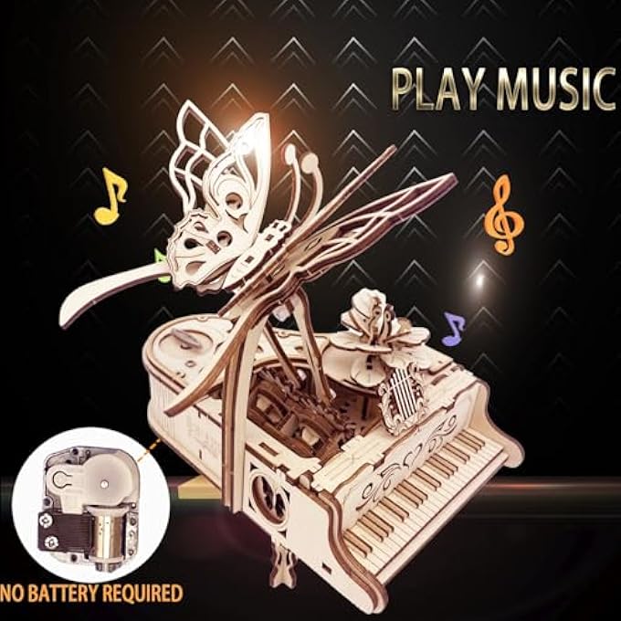 3D WOODEN PUZZLE FOR ADULTS - PIANO DIY MUSIC BOX WOODEN MODEL KITS BUILDING KITS CONSTRUCTION CRAFT KITS MECHANICAL PUZZLES FOR AGE 15+ YEARS OLD - Image 2
